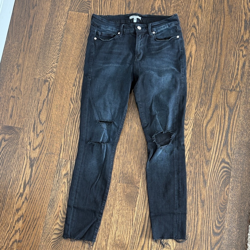 Good American Black Distressed Skinny Jeans